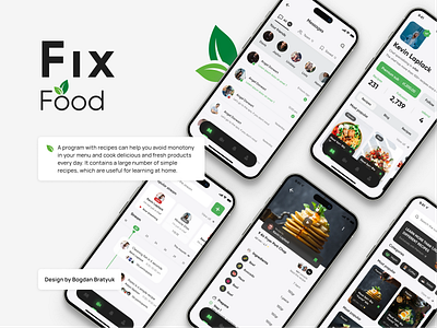 Fix Food animation app branding design food illustration landing page logo mobile app recipe app ui uiux ux vector web design