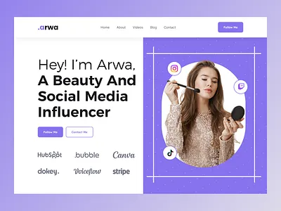 Influencer Portfolio Header Exploration dribbble best shot influencer influencer landing page influencer portfolio influencer website instagram landing page design personal portfolio popular shot portfolio website redesign social media social media influencer tiktok trends ui design web design webdesign website concept website design