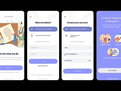 Scrap2Art - Declutter, Sell , Innovate & Earn app app design app ui branding design earn graphic design illustration logo sell and earn typography ui ux vector