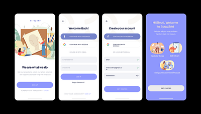 Scrap2Art - Declutter, Sell , Innovate & Earn app app design app ui branding design earn graphic design illustration logo sell and earn typography ui ux vector