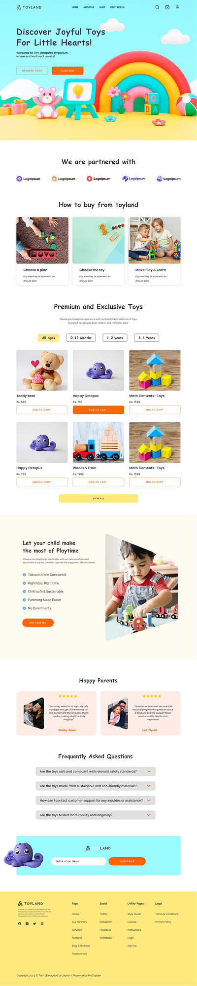 TOYLAND- a e-commerce website selling products for kids. branding ecommerce kids ui uidesign webdesign website