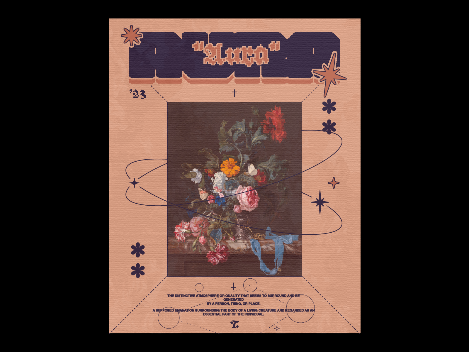 AURA🥀 artwork custom type design display flower graphic design icon poster poster design print type design typography vector visual