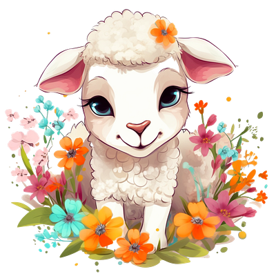 Cute Lamb Clipart ai ai generative baby cartoon clipart colorful illustration lamb sheep watercolor