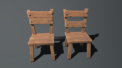Stylized Wooden Chair 3d blender gameart gameasset gameprop stylized stylizedasset stylizedprop substance painter