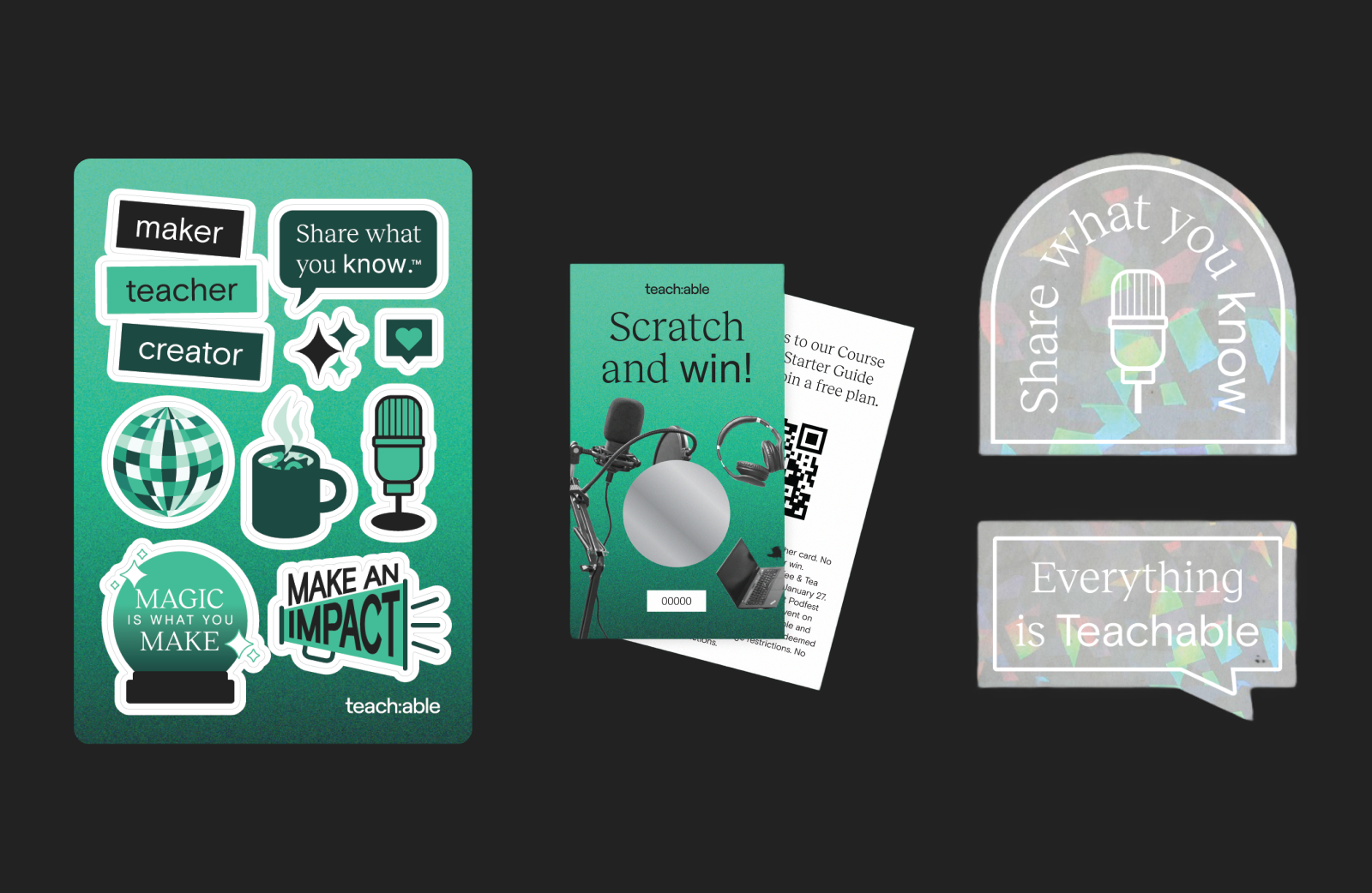 Event Swag for Teachable decal event giphy graphic design illustration merch print sticker swag tech water bottle