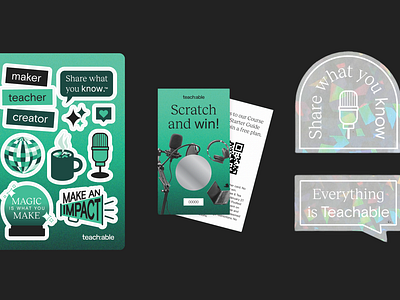 Event Swag for Teachable decal event giphy graphic design illustration merch print sticker swag tech water bottle