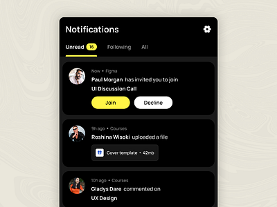 Notifications Modal cards color palette design typography ui