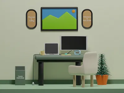 Simple Workspace 3d 3dblender 3dicon blender graphic design illustration isometric room workspace