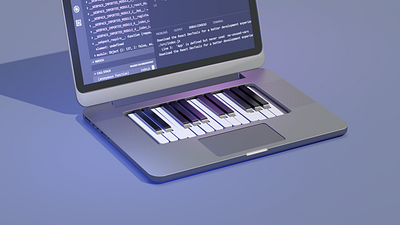 Code Is Poetry- 3D model and animation 3d 3danimation 3dmodel blender3d code concept dev keyboard laptop music