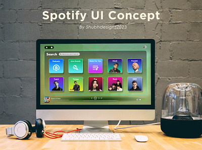 Spotify UI Concept By ShubhDesigns app branding design graphic design illustration logo typography ui ux vector
