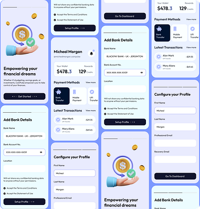 CoinPulse - Banking App UI / UX Design banking app design bankingapp bankingappui branding figma graphic design mobile banking mobileapp motion graphics ui webdesign