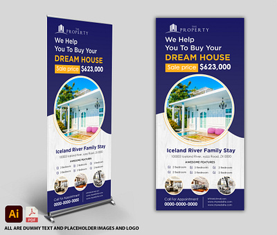 Rollup Banner advertisement banner branding design graphic design illustration print rollup banner trad show booth ui vector