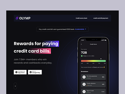 OLYMP - Pay Credit Card bills & Get Rewards app branding cards color palette design graphic design illustration logo typography ui
