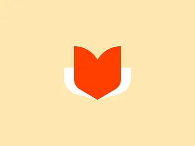 Fox + book book fox fox head geometric head logo minimalist orange