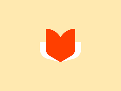 Fox + book book fox fox head geometric head logo minimalist orange