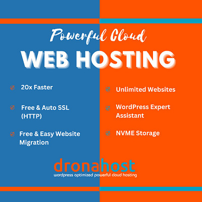 Powerful Cloud Web Hosting with features / dronahost.com banner branding canva design facebook graphic design illustration logo template webhosting