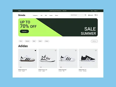 Ecommerce Website branding card commerce dailyui design e commerc ecomerce graphic design internet landing page sneakers ui uidesign uiux design website