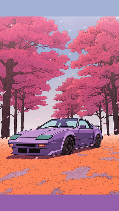 5 Centimeters Per Second🌸 automotive art car art car illustration cherry blossom design digital art illustration japanese cars