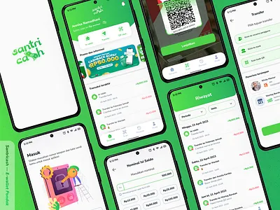 Santricash — Student E-wallet e wallet e wallet inspiration electronic wallet flip gopay green e wallet green mobile apps indonesia mobile apps logo online payment payment gateway transaction history ui ui mobile apps user interface user interface design