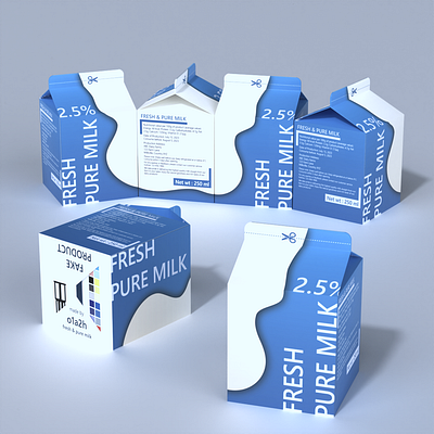 Fresh & Pure Milk - Packaging Design 3d branding logo packaging