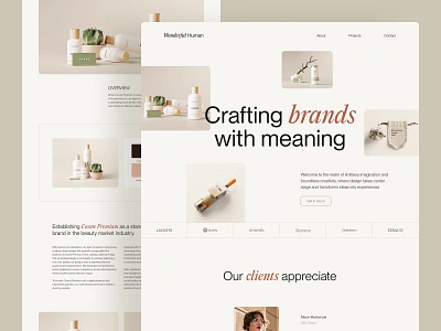 Luxury Brand Design Portfolio brand branding design elegant hero landing page luxury minimalist portfolio tan ui ux web design