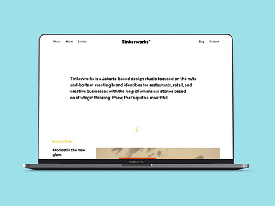 Tinkerworks – Enhancing copy on a copy-based agency agency website clean company profile copy based website layout layouting minimalist portfolio website typography ui web design website white white space