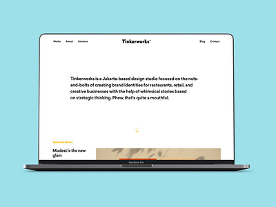 Tinkerworks – Enhancing copy on a copy-based agency agency website clean company profile copy based website layout layouting minimalist portfolio website typography ui web design website white white space