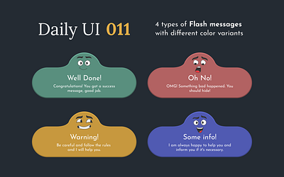 Flash Messages | Daily UI 011 011 dailyui error flash flashmessage illustration info message success ui warning