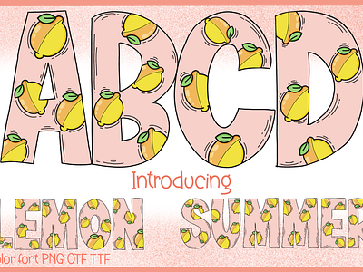 Lemon Summer a z and number branding colorful cute design display fonts graphic design illustration lemons summer logo
