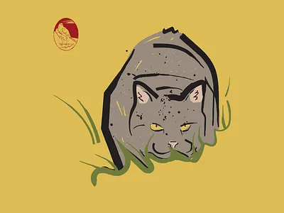 Hiding Cat cat digitalart digitaldesign illustration illustrator retro texture vector vintage