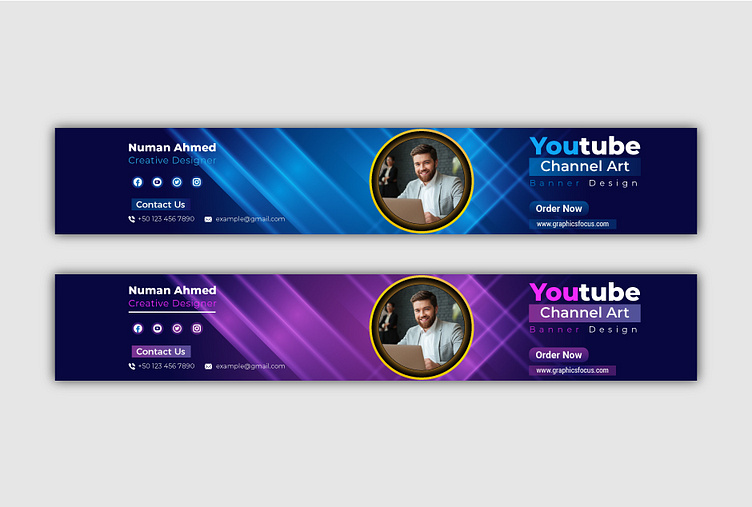 modern youtube banner by Numan Ahmed on Dribbble