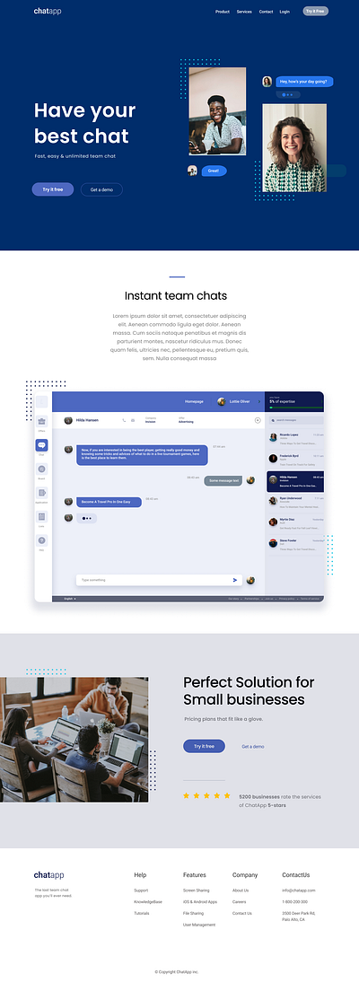 Chat app homepage chatapp design illustration images overlapping typography