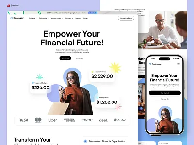 Bankingam - An Innovative Fintech Company Website Design banking blockchain business crypto design entrepreneur finance fintech invest investment money saas starup tech technology trader ui ux webdesign website