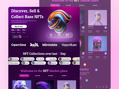 NFT Marketplace design graphic design landing nft typography ui uidesigen ux