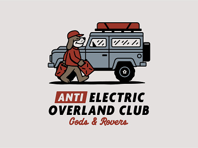 Anti Electric Overland Club dog gasoline illustration jeep landrover overland