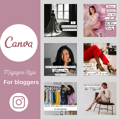 Instagram template for bloggers, magazine Style design graphic design instagram typography