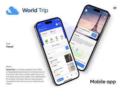 World Trip app branding design graphic design logo mobile app tour travel travel app trip ui ui kit uiux ux vector web design
