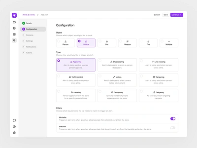 Event Configuration configuration create dark mode dark ui dashboard event events flow interface motion process progress settings sidebar step steps ui user interface ux variable