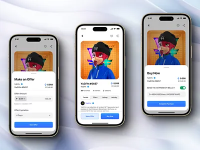 NFT mobile app app crypto design flat minimal mobile nft product design ui web3