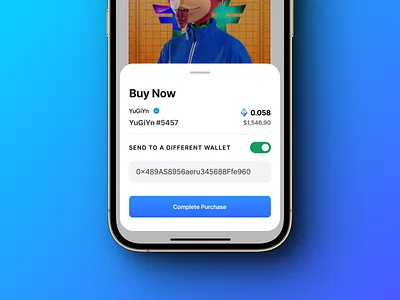Buy NFT modal app design flat minimal nft ui
