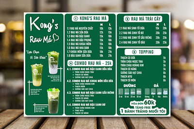 Kong's Gotu Kola Juice Menu design graphic design illustration juice kongs gotu kola juice menu kqdesigner kqfreelancer menu vector