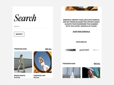 Curio - Mobile ecommerce fashion
