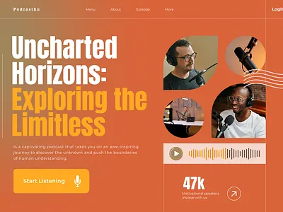 Podcast Web Site Design: Header / Landing Page design graphic design header headerpodcast landingpage podcast typography ui uiux webpodcast
