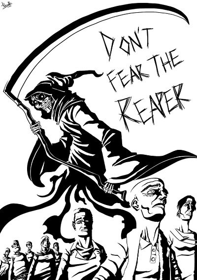 Blue Öyster Cult - Don't fear the reaper blackandwhite bnw character characterdesign characters creature dark art digital illustration lineart monochrome reaper rock