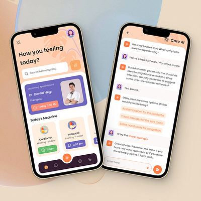 HealthCare App UI Design ai app design doctor health help medical medicine meds minimal mobile tracking ui ui design