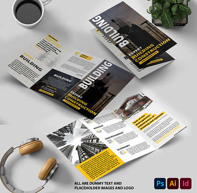 Construction Trifold Brochure advertisement booklet branding brochure catalogue design digital flyer graphic design illustration print ui