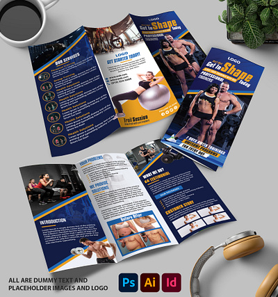 Fitness Trifold Brochure advertisement booklet branding brochure catalogue design digital flyer graphic design illustration print ui