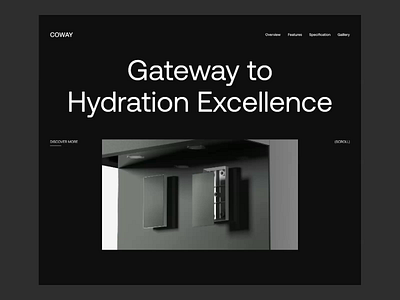 COWAY Water Purifier Presentation Website dark theme design flat homepage minimal page ui ux web website