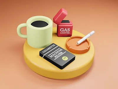 Don't forget to drink coffee and smoke 3d 3dblender 3dicon blender cigarette coffee illustration smoke