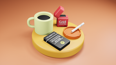 Don't forget to drink coffee and smoke 3d 3dblender 3dicon blender cigarette coffee illustration smoke